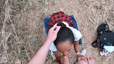 Amateur European Asian teen couple having sex in public