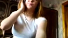Blowjob And Handjob By Redhead Russian Teen While On Phone