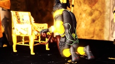 Anubis fucks hard a sexy slave ebony in an egyptian temple