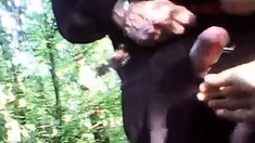 grandpa shows cock outdoor
