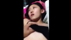 POV Shy Chinese Asian Gal tries to hide face during Orgasm