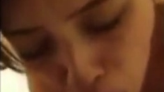 Cute Girl Sucks His Hairy Cock And Let Him Cum In Her Mouth