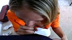Blonde amateur blowjob POV in public