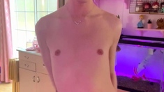 Gay twink solo for this huge cock jacking off