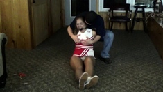 Asian amateur in maid uniform