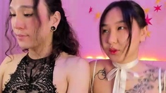 Lovely Japanese teen lesbians in pussy licking action