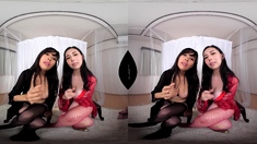 Japanese teen lesbians in hot action