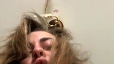 Cute blonde with big boobs solo