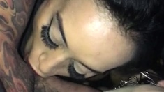Mature brunette amateur giving a great POV blowjob