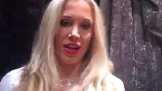 Blonde with Big Boobs Gives Blowjob to Her Dildo on Liv more