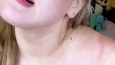 Cute blonde with big boobs solo