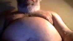 Hairy NY Bear Strokes on Webcam
