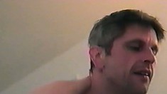Handsome Older Man Bends Over His Young Lovers To Plow Them Good