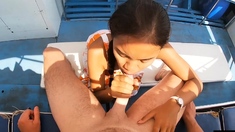 Amateur teens fucking in public during a boat trip