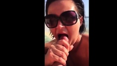 Beach blowjob